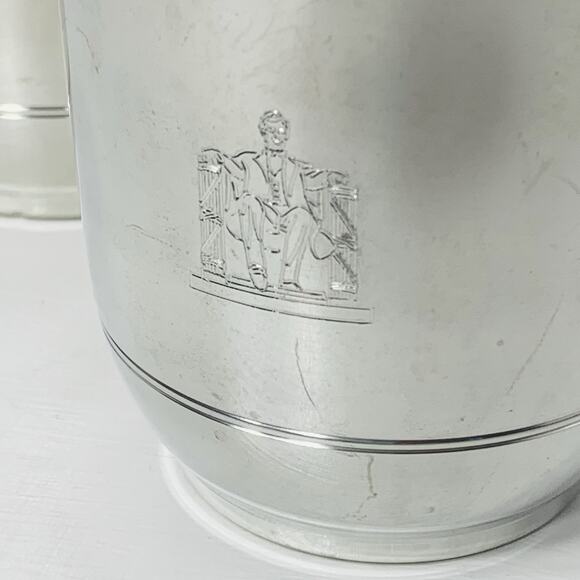 Salisbury Images of America 8 oz Pewter Cup Set of 2 Lincoln Memorial Beaded GUC - Picture 7 of 10